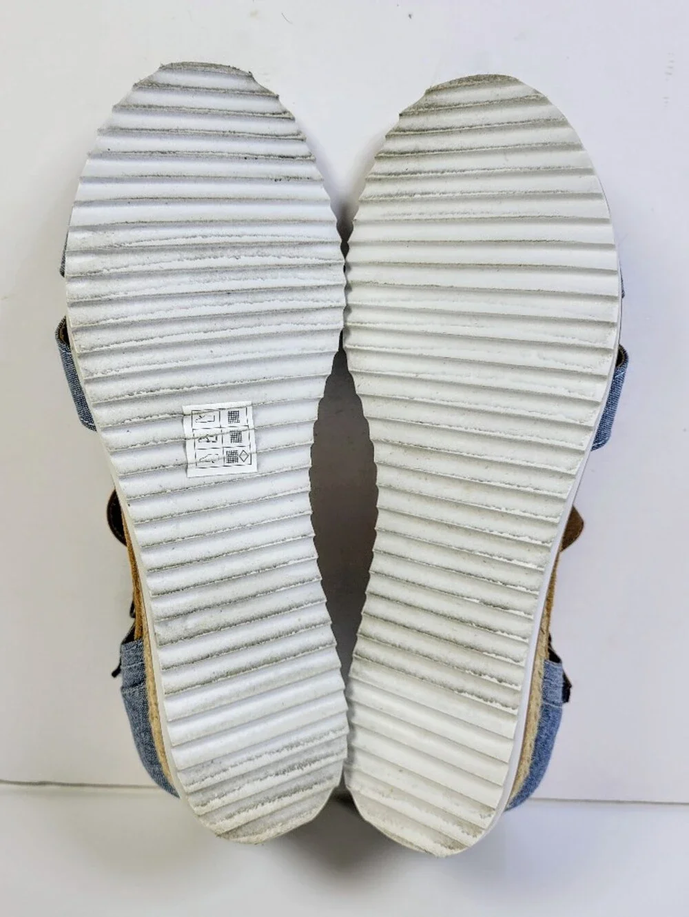 Sketchers Bob Denim Criss Cross Ankle Strap Espadrille Wedge Sandals Boho Chic